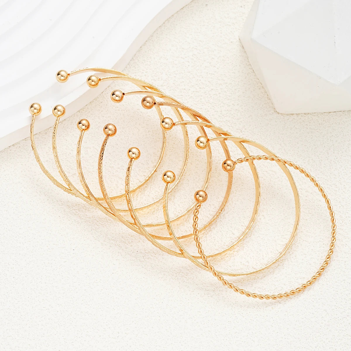 7 Pcs/Set Gold Color Bracelets