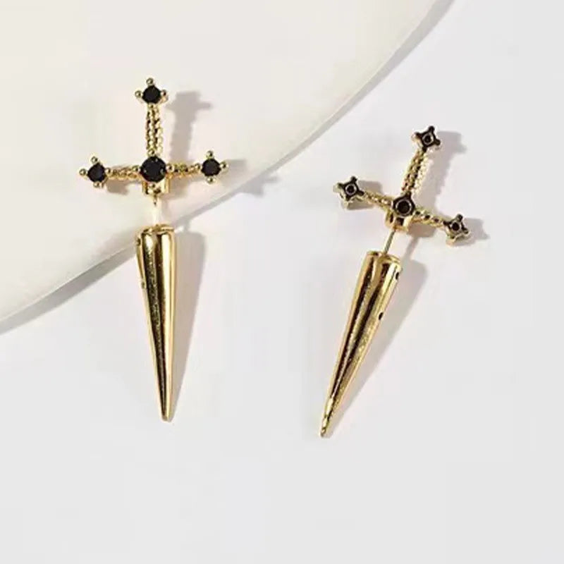 Kinitial Sword Stud Earrings