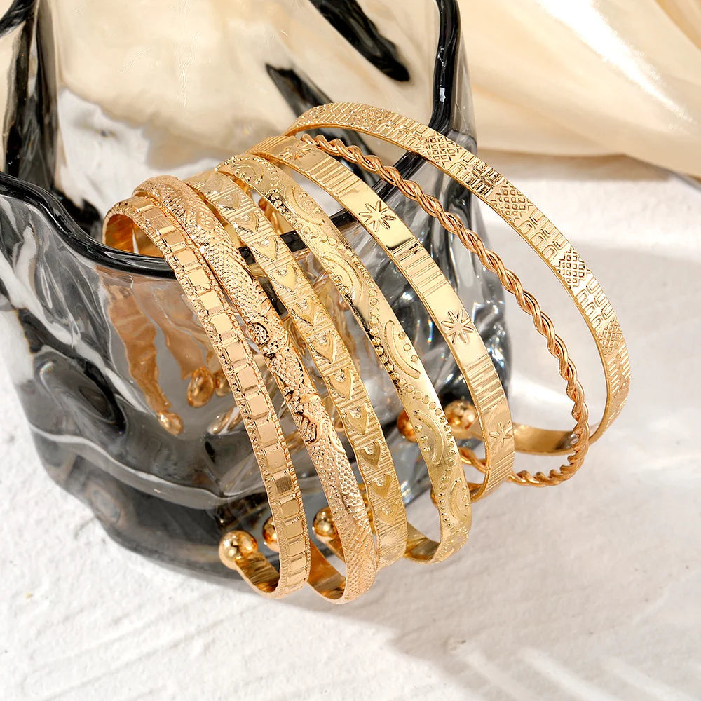 7 Pcs/Set Gold Color Bracelets