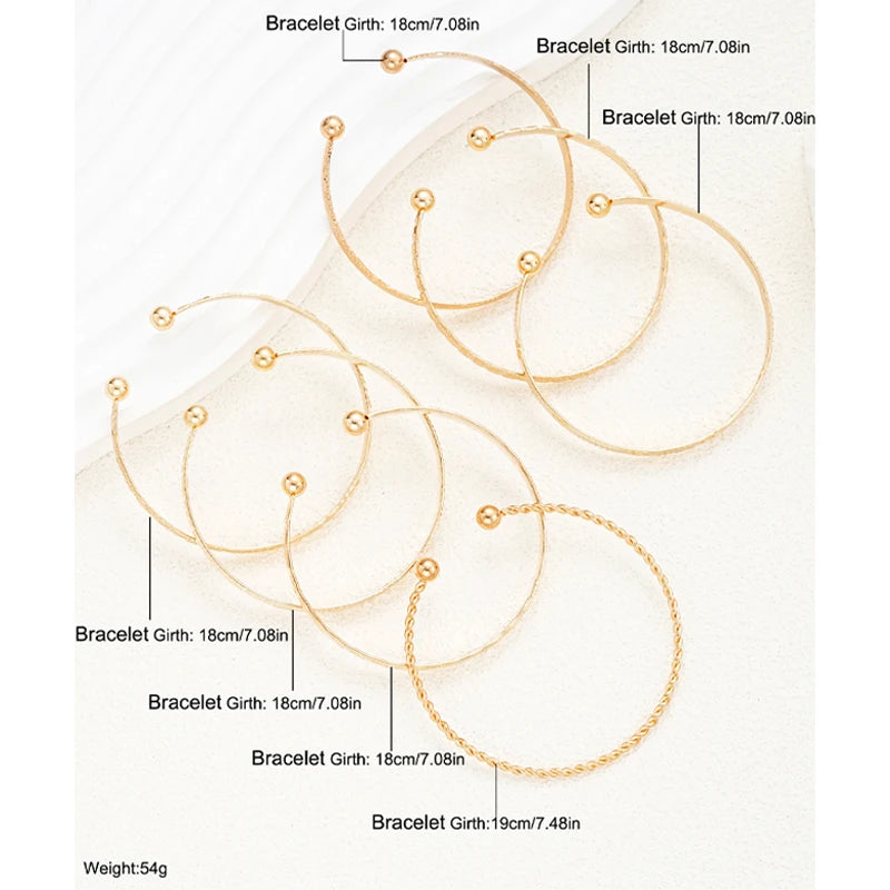 7 Pcs/Set Gold Color Bracelets