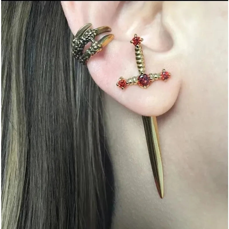 Kinitial Sword Stud Earrings