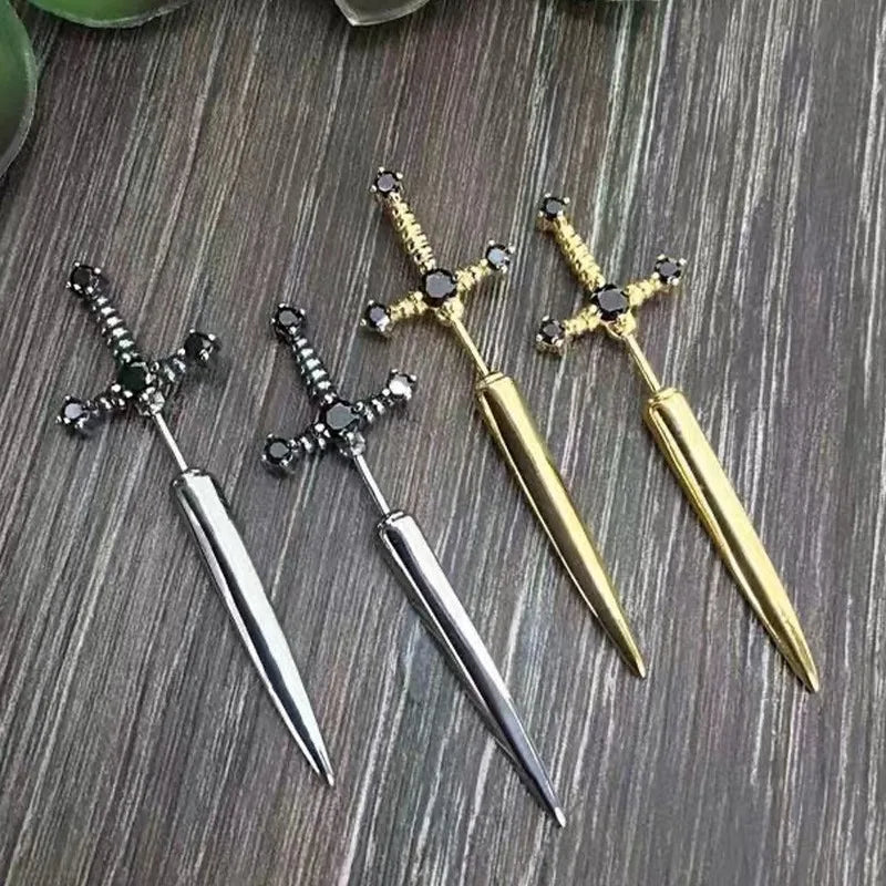 Kinitial Sword Stud Earrings